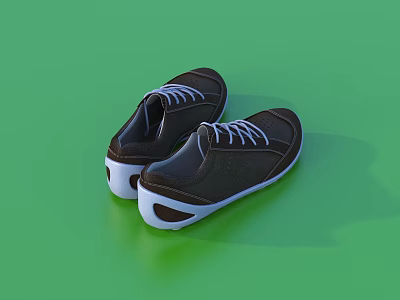 Brown Casual Shoes With White Laces And White Soles For Daily Wear 3d model