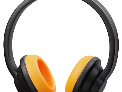 Over Ear Headphones Yellow And Black Modern Design Comfortable Earmuffs Ergonomic Fit 3d model