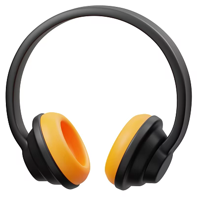Over Ear Headphones Yellow And Black Modern Design Comfortable Earmuffs Ergonomic Fit 3d model