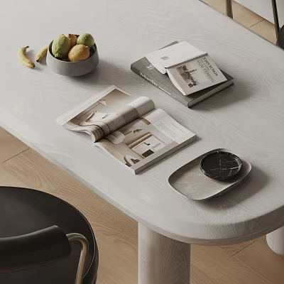 Decorative Ornament Set With Fruit Bowl Books Magazine And Tray On Table 3d model