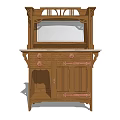 Traditional Wooden Sideboard With Mirror Top Carved Details And Storage Cabinets