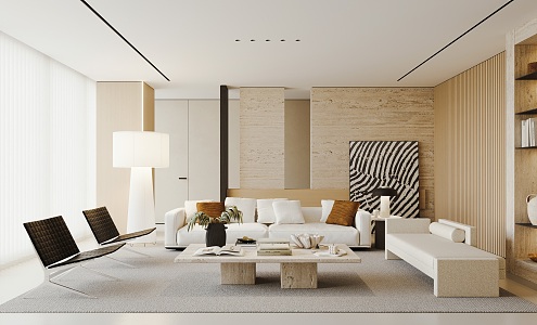 Modern Living Room Minimalist Log Living Room 3d model