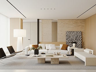 Modern Living Room Minimalist Log Living Room 3d model