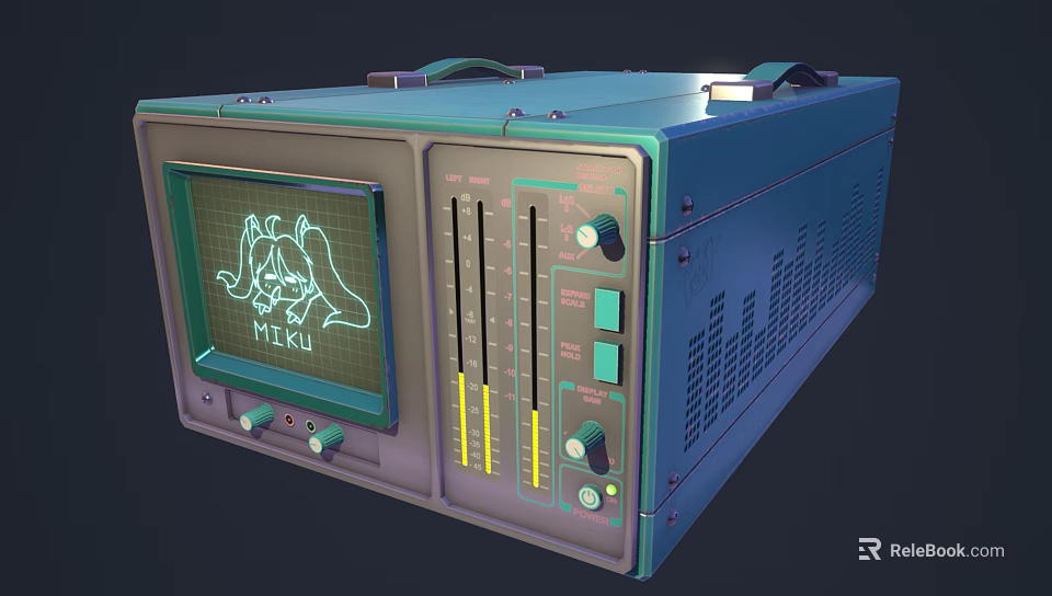 Vintage Television with Teal Casing Retro Display Screen Control Knobs and Handle Design 3d model 