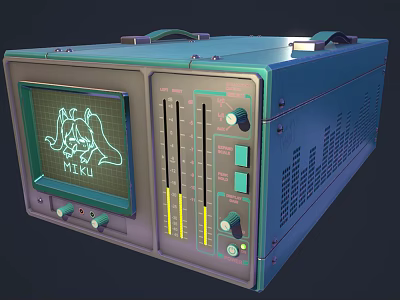 Vintage Television with Teal Casing Retro Display Screen Control Knobs and Handle Design 3d model