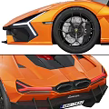 Orange Supercar Showcased From Multiple Angles 3d model