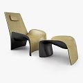 Modern Beige And Black Leather Leisure Chair With Matching Ottoman Design