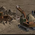 Road Infrastructure Construction Site With Excavator Bulldozer Sand Piles And Workers