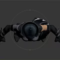 Hooded Female Game Character In Black Gray Tight Suit With Armored Details And Combat Gear