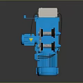Blue Industrial Electric Hoist Lifting Device With Yellow Black Warning Stripes Hook