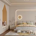 Cozy Kids Room Interior With Bed Stuffed Toys Shelves Decorative Light And Soft Rug