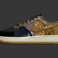 Casual Multicolor Patchwork Sneakers With Abstract Prints Brown Laces And Beige Sole 3d model