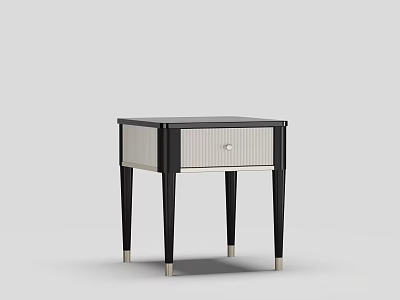 Modern Bedside Table With Black Frame Light Panel Single Drawer And Metal Leg Accents 3d model