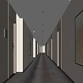 Modern Hotel Corridor Interior With Beige Walls Doors Lighting And Decorative Artwork