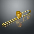 Golden Brass Trombone Musical Instrument with Shiny Finish and Slide Design