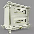 Elegant White Chest of Drawers with Gold Accents and Ornate Design