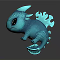 Cute Blue Dragon Like Game Movie Character With Big Shiny Eyes 3D Model Design