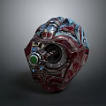 Futuristic Mechanical Weapon With Red Blue Metallic Texture And Glowing Core Section 3d model