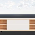 Modern Wooden TV Stand With Drawers Open Shelves And Black Metal Legs