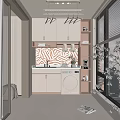 Modern Home Balcony With Washing Machine Sink Storage Cabinets Clothes Rack Plants And Window