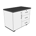 Modern Bookcase With Single Cabinet Door Three Drawers And Black Top Surface