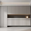 Modern Built in Shoe Cabinet with Light Dark Gray Design and Entryway Storage Lighting