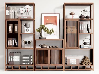 New Chinese-style Antique Rack Antique Rack Decorative Bookshelf Ornaments Combination 3d model