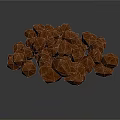 Heap Of Irregularly Shaped Brown Textured Food Chunks On White Surface
