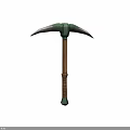 Durable Hardware Tool Pickaxe With Wooden Handle And Green Metal Head For Digging
