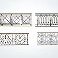 Decorative Wrought Iron Railings Featuring Various Ornate Geometric And Scroll Patterns 3d model