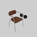 Modern Black Upholstered Dining Chair With Sleek Metal Frame And Armrests