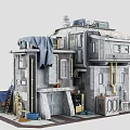 Industrial Style Multi Storey Residential Building With Weathered Exterior Metal Structure And Stairs