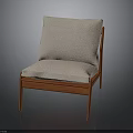 Minimalist Wooden Frame Chair With Light Colored Cushion And Backrest