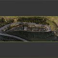 Ancient Architecture Model With City Wall Tower On Green Hill And Winding Path
