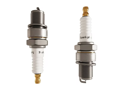 Two SparkPlus Brand Hardware Tools Spark Plugs With Different Metal Components And Ceramic Insulators 3d model