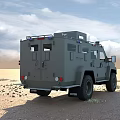 Gray Armored Military Car With Police Lights For Off Road Use