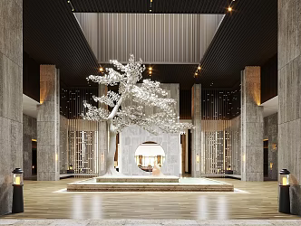 New Chinese Hall Hotel Lobby 3d model