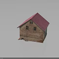 Traditional Red Brick Building With Pink Tiled Roof Windows And Blue Wooden Door