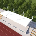 Modern White Tensile Sun Shade Canopy Designed For Outdoor Sports Stadium Grandstand Seating Area