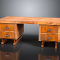 Rustic Wooden Desk Furniture With Wooden Tabletop Drawer Cabinets Two Drawers Each And Bracket Legs