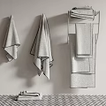 Textured Cotton Towels Hanging On Wall And Folded On Metal Rack For Modern Bathroom Decor
