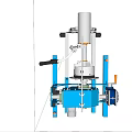 Industrial Equipment With Blue Support Frame Silver Cylindrical Tank Control Handles And Pipes