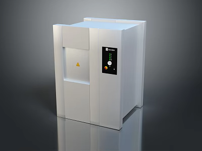 Modern White Vertical Household Appliance With Control Panel And Warning Sign For Daily Use 3d model