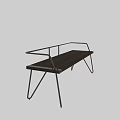 Modern Armchair Design With Wooden Seat And Black Metal Frame Armrests