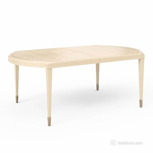 Modern Elegant Dining Table With Light Smooth Surface And Slender Metal Legs 3d model