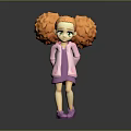 Game and Movie Character With Orange Puffy Pigtails Green Eyes Pink Jacket Dress And Shoes