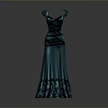 Man Designing Elegant Teal Evening Gown With Off Shoulder Sleeves And Ruffled Hem