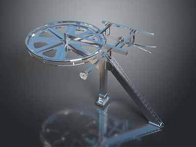 Sleek Modern Metal Circular Lighting Combination With Structural Stand And Frame Design 3d model
