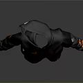 Black Long Sleeve Hoodie with Orange Accents Hooded Design Front Pocket and Logo Details