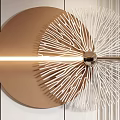 Modern Wall Decor With Circular Textured Designs And Warm Lighting Rings In Neutral Tones 3d model